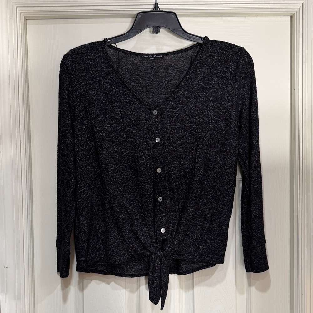 Kim & Cami Black Button-Down Women's Top